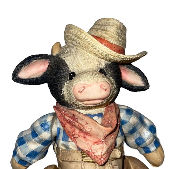 Rare Vintage Enesco Marys Moo Moos Chip Home on the Range Musical Jointed 699284 - Picture 3 of 11